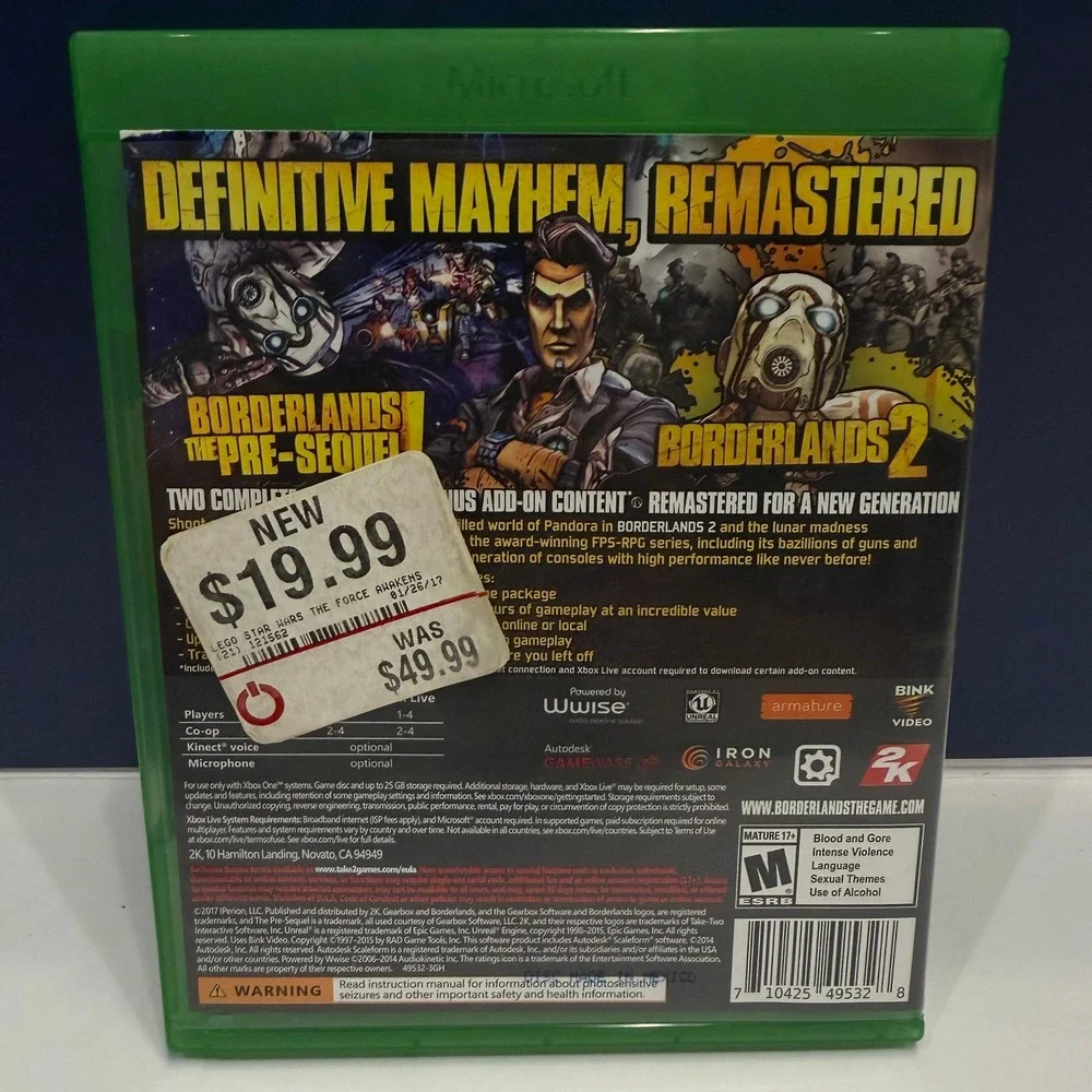 Borderlands The Handsome Collection Xbox One Complete CIB 2‎ Pre-Sequel